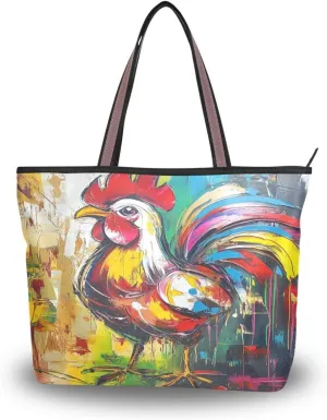 JSTEL Tote Bag for Women with Zipper,Polyester Tote Purse Holiday Tote Bag Work Handbag Women Gift