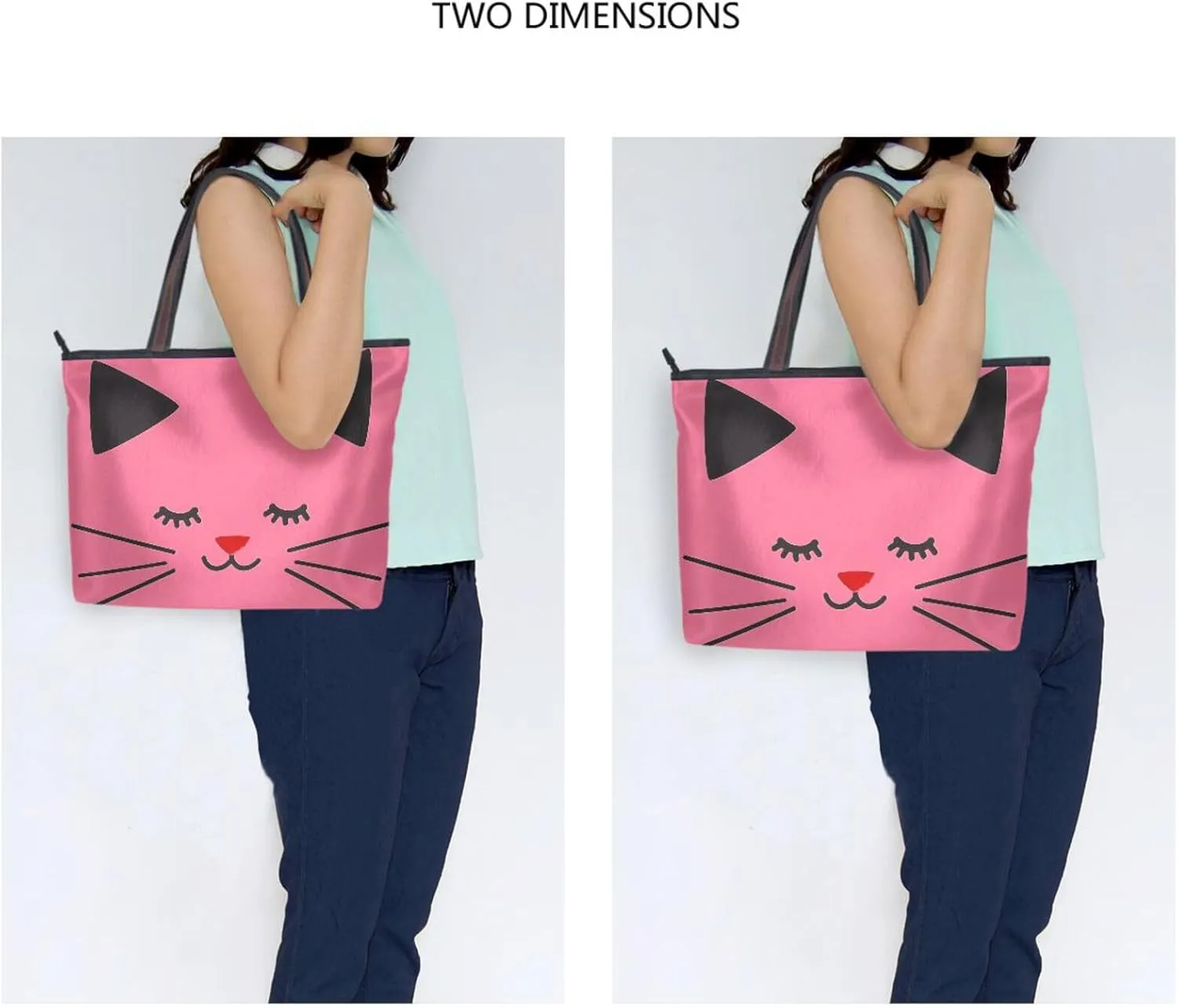 JSTEL Tote Bag for Women with Zipper,Polyester Tote Purse Holiday Tote Bag Work Handbag Women Gift