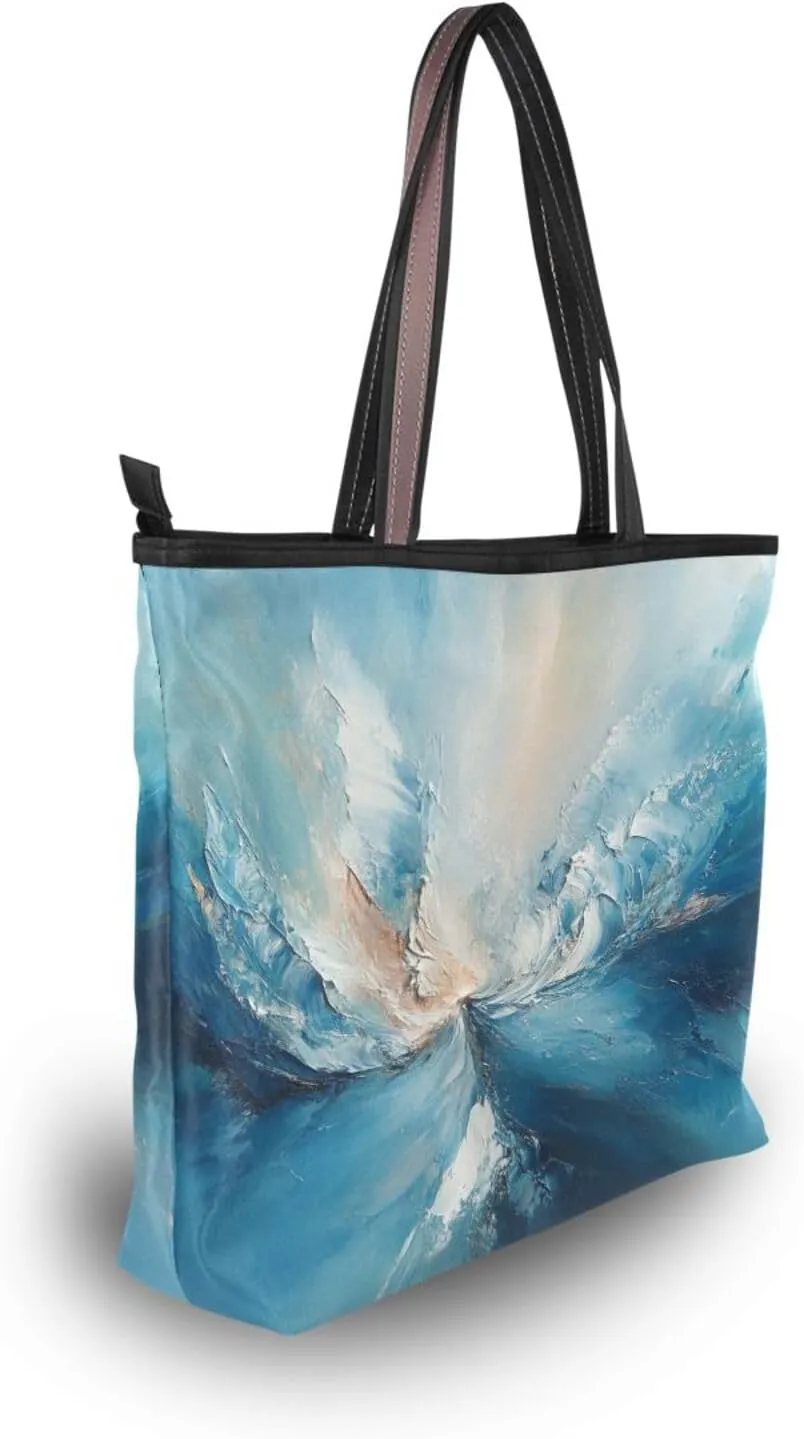 JSTEL Tote Bag for Women with Zipper,Polyester Tote Purse Holiday Tote Bag Work Handbag Women Gift