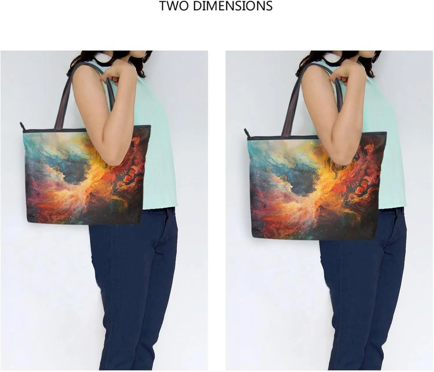 JSTEL Tote Bag for Women with Zipper,Polyester Tote Purse Holiday Tote Bag Work Handbag Women Gift