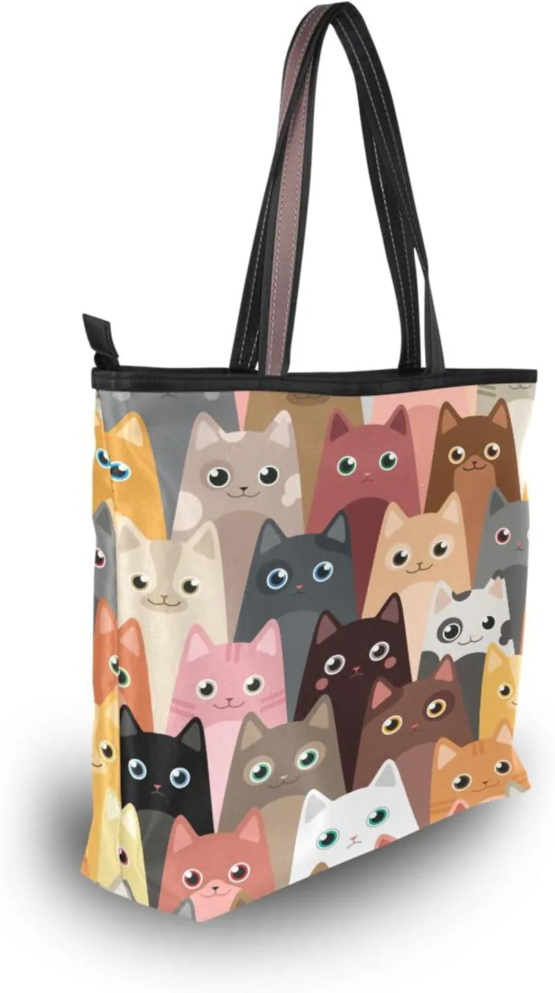 JSTEL Tote Bag for Women with Zipper,Polyester Tote Purse Holiday Tote Bag Work Handbag Women Gift