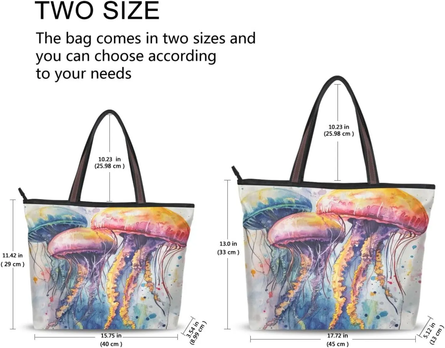 JSTEL Tote Bag for Women with Zipper,Polyester Tote Purse Holiday Tote Bag Work Handbag Women Gift