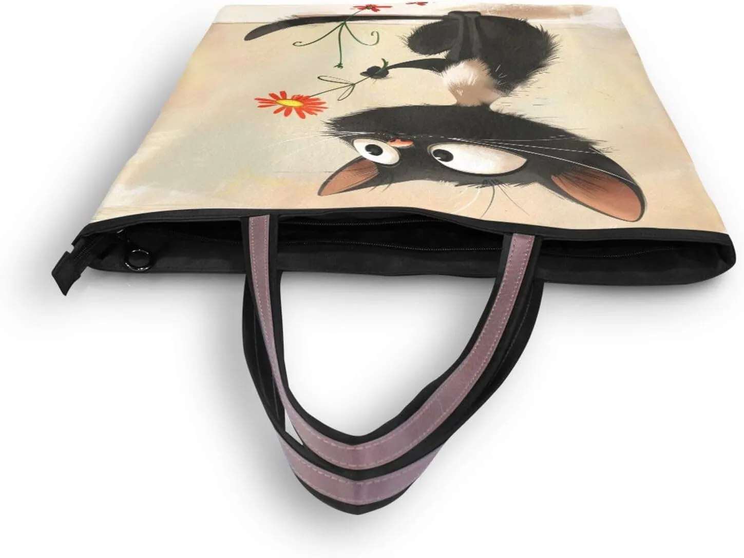 JSTEL Tote Bag for Women with Zipper,Polyester Tote Purse Holiday Tote Bag Work Handbag Women Gift