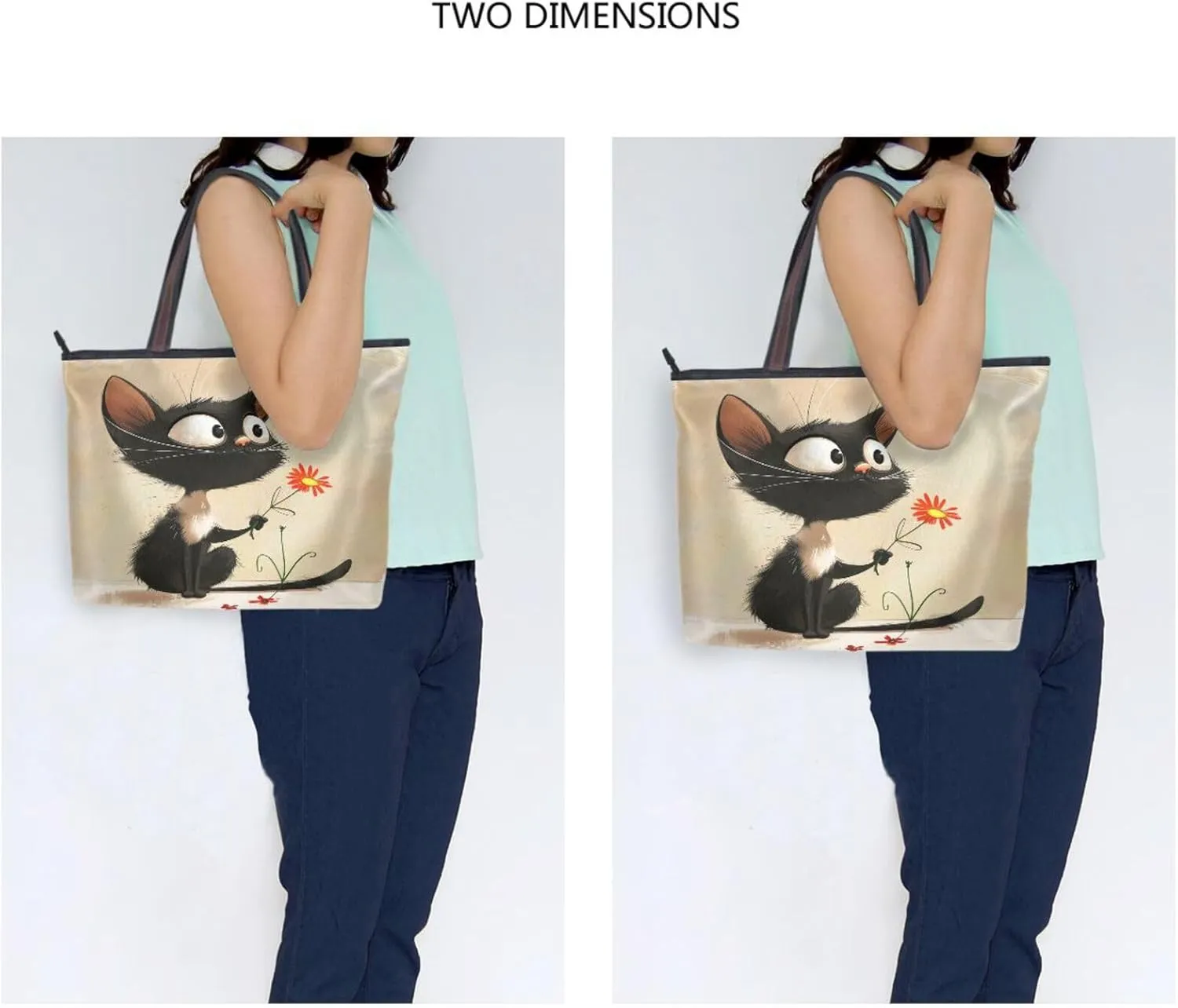 JSTEL Tote Bag for Women with Zipper,Polyester Tote Purse Holiday Tote Bag Work Handbag Women Gift