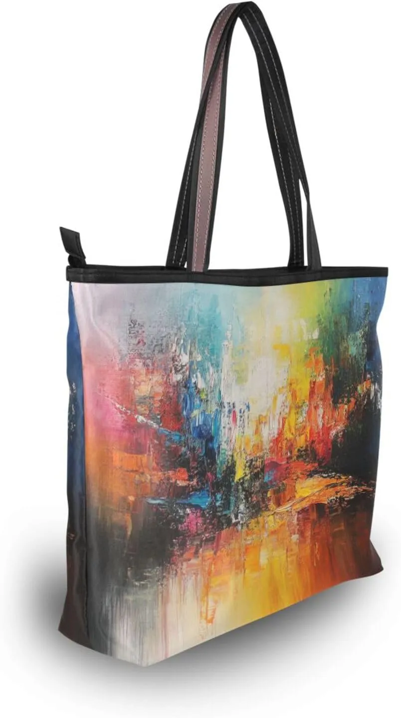 JSTEL Tote Bag for Women with Zipper,Polyester Tote Purse Holiday Tote Bag Work Handbag Women Gift