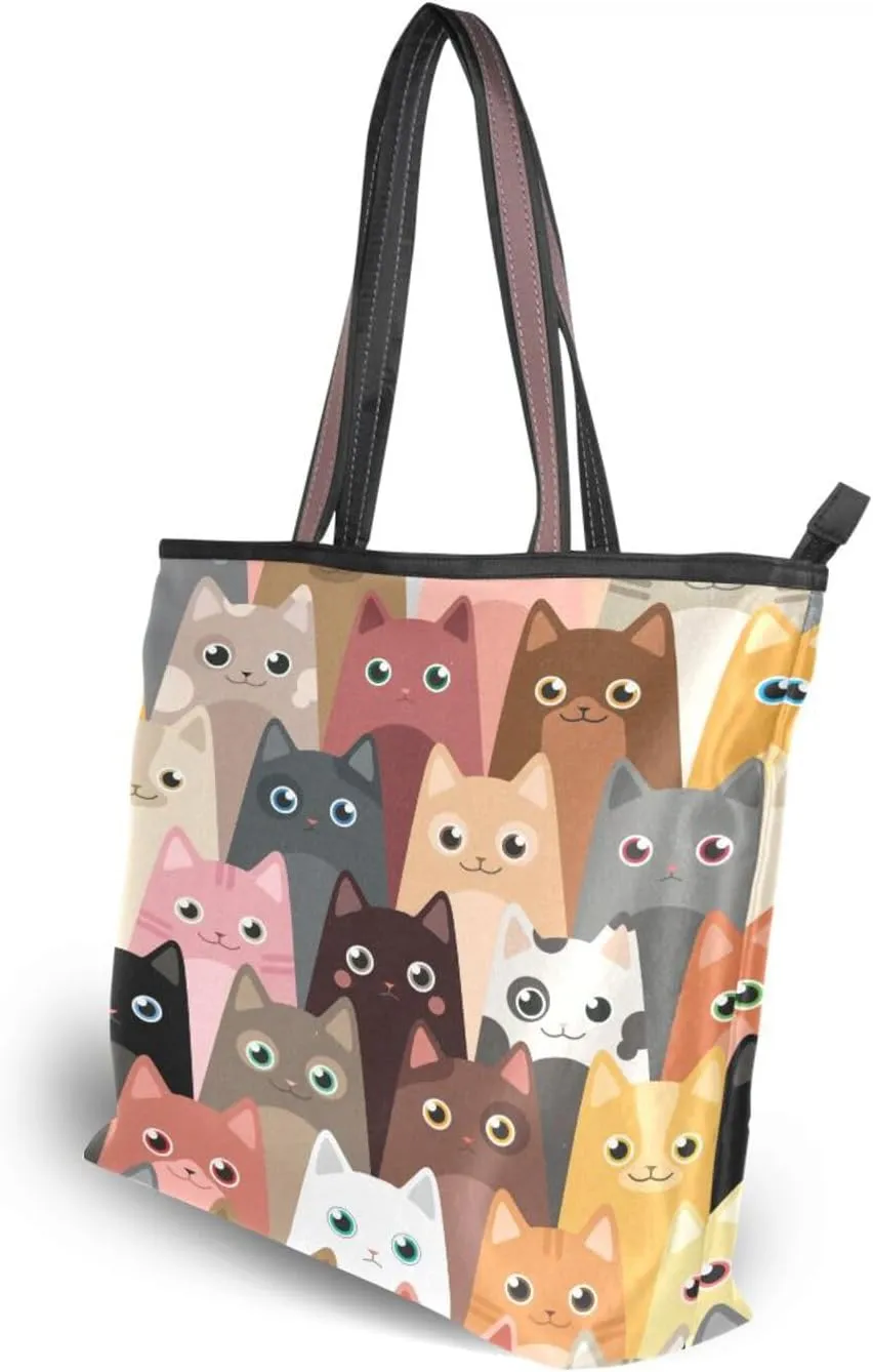 JSTEL Tote Bag for Women with Zipper,Polyester Tote Purse Holiday Tote Bag Work Handbag Women Gift