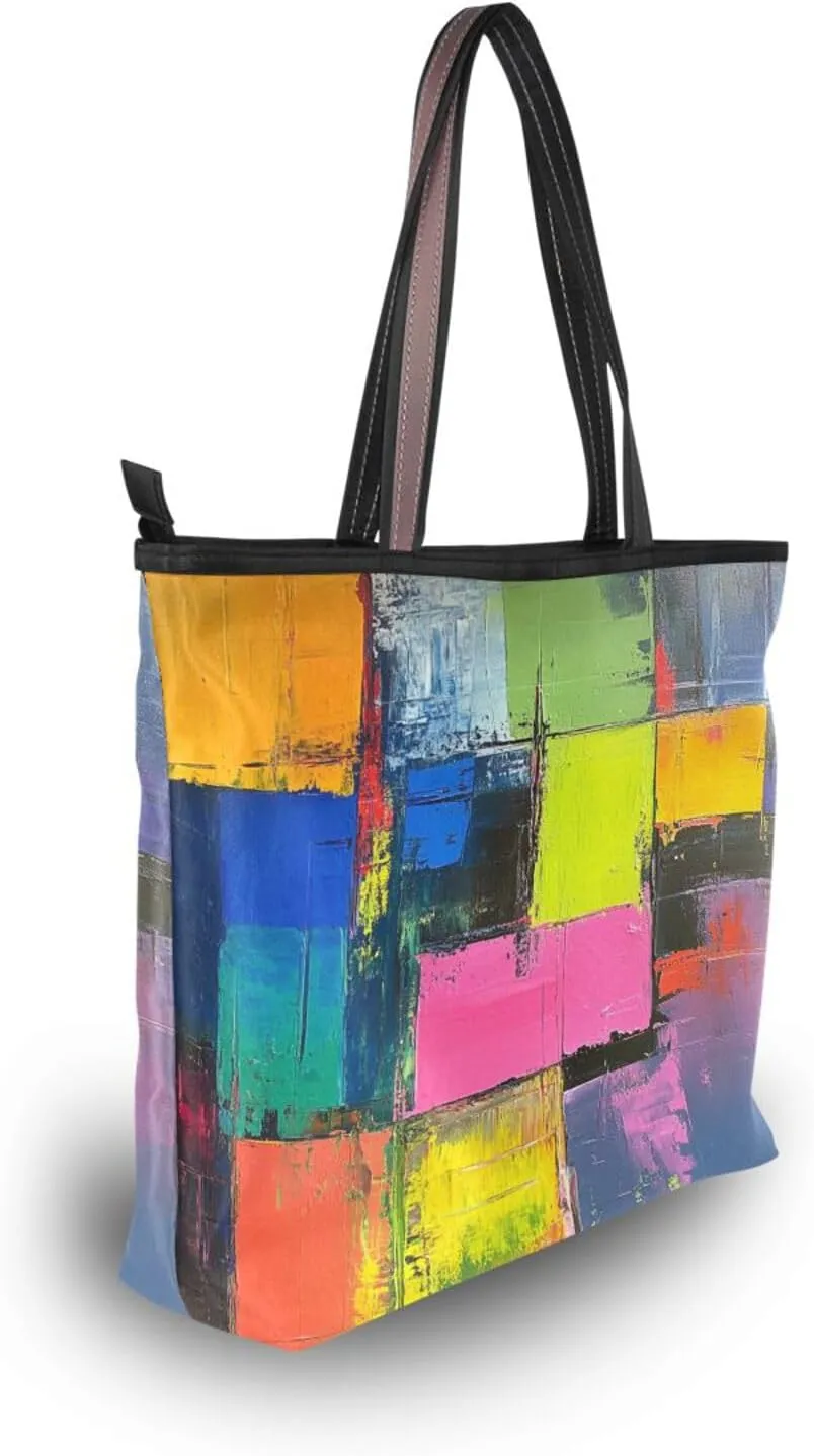 JSTEL Tote Bag for Women with Zipper,Polyester Tote Purse Holiday Tote Bag Work Handbag Women Gift