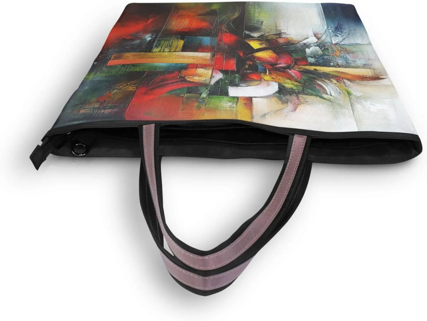 JSTEL Tote Bag for Women with Zipper,Polyester Tote Purse Holiday Tote Bag Work Handbag Women Gift