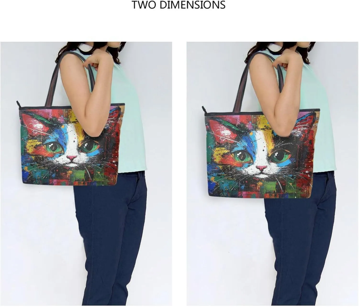 JSTEL Tote Bag for Women with Zipper,Polyester Tote Purse Holiday Tote Bag Work Handbag Women Gift
