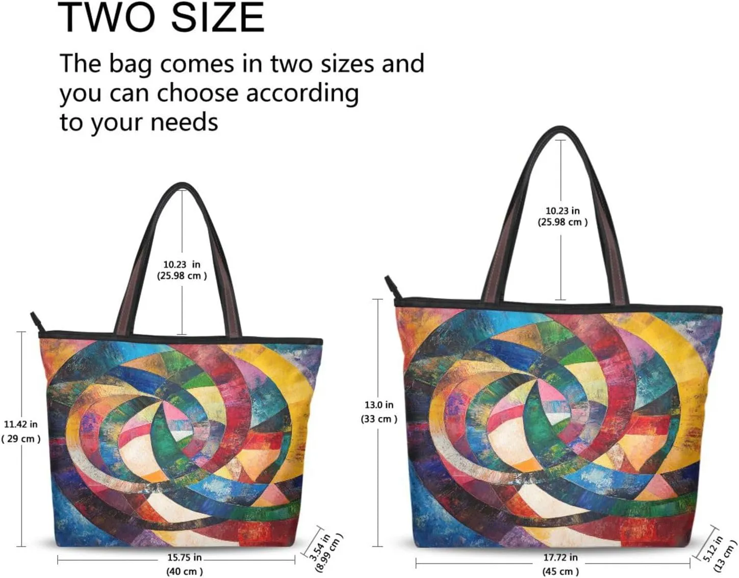 JSTEL Tote Bag for Women with Zipper,Polyester Tote Purse Holiday Tote Bag Work Handbag Women Gift