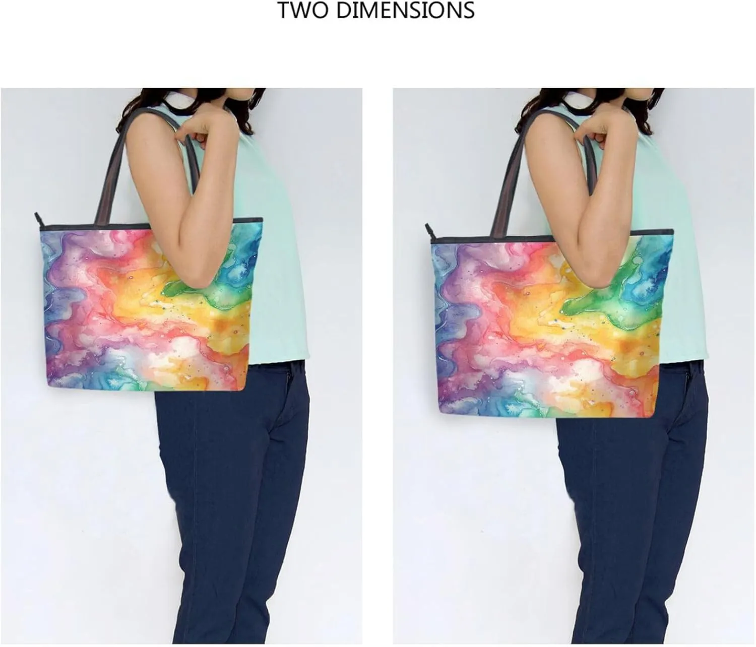 JSTEL Tote Bag for Women with Zipper,Polyester Tote Purse Holiday Tote Bag Work Handbag Women Gift