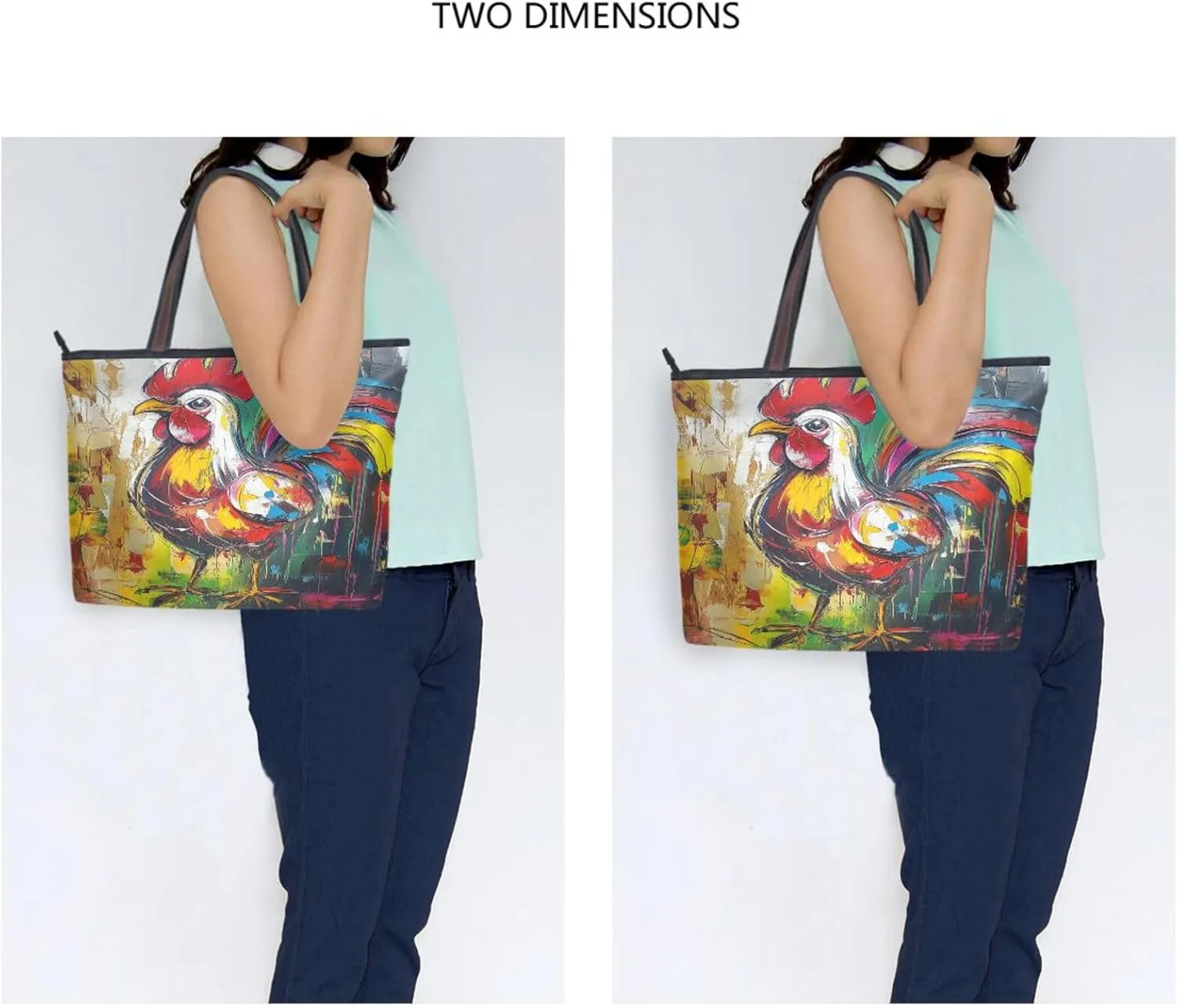 JSTEL Tote Bag for Women with Zipper,Polyester Tote Purse Holiday Tote Bag Work Handbag Women Gift