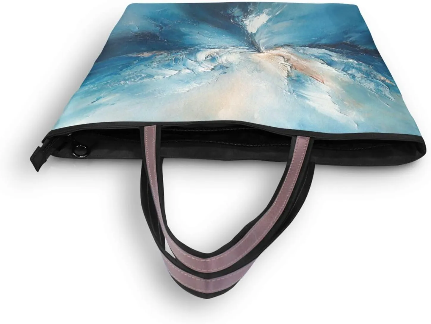 JSTEL Tote Bag for Women with Zipper,Polyester Tote Purse Holiday Tote Bag Work Handbag Women Gift