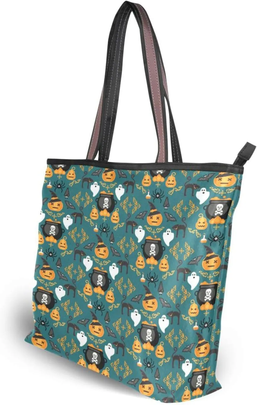 JSTEL Tote Bag for Women with Zipper,Polyester Tote Purse Holiday Tote Bag Work Handbag Women Gift