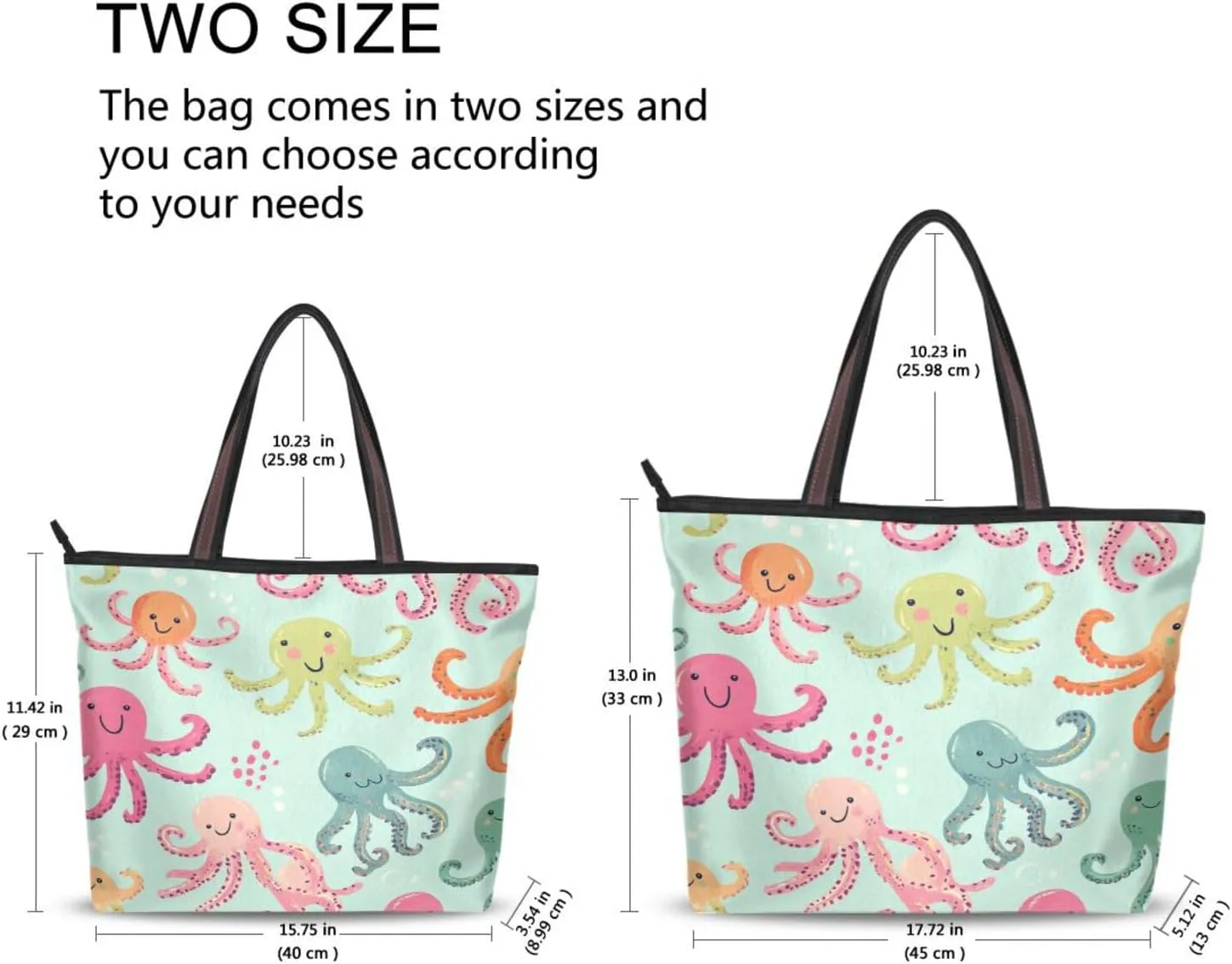 JSTEL Tote Bag for Women with Zipper,Polyester Tote Purse Holiday Tote Bag Work Handbag Women Gift
