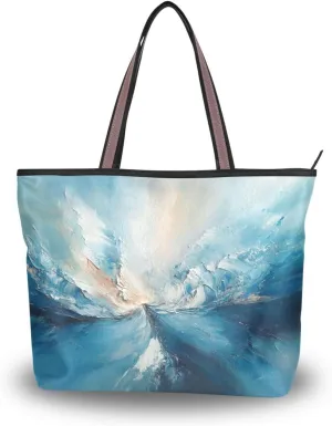 JSTEL Tote Bag for Women with Zipper,Polyester Tote Purse Holiday Tote Bag Work Handbag Women Gift
