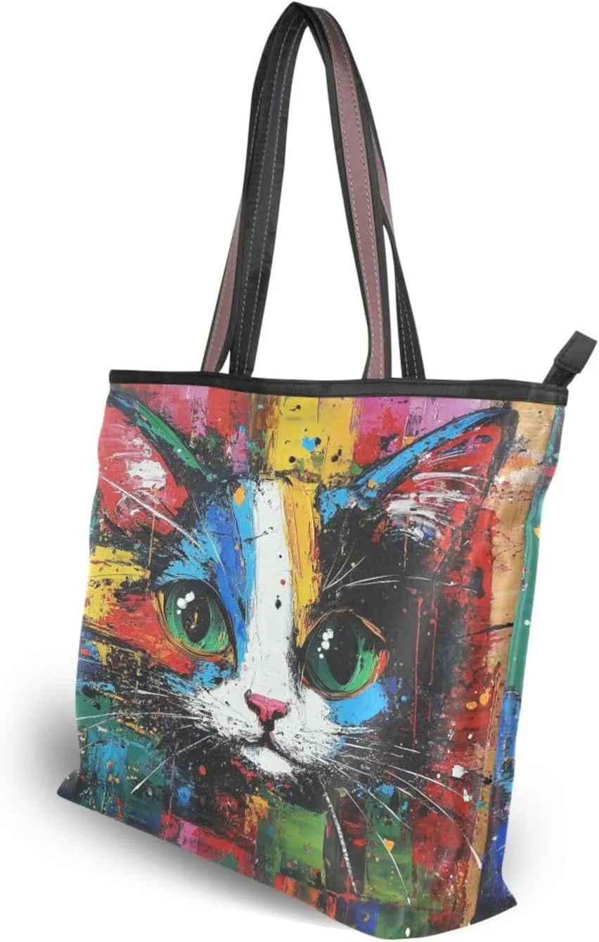 JSTEL Tote Bag for Women with Zipper,Polyester Tote Purse Holiday Tote Bag Work Handbag Women Gift