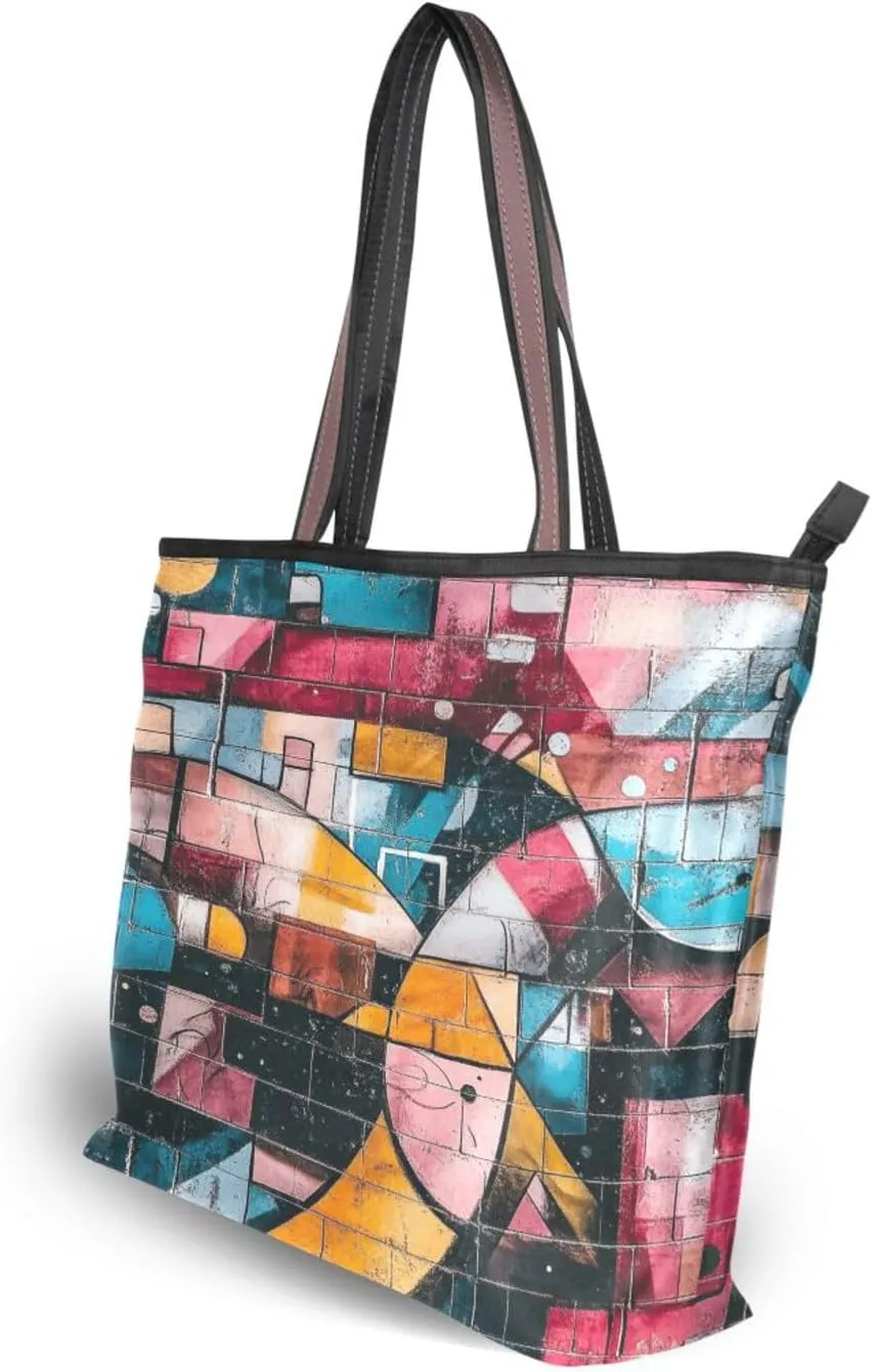 JSTEL Tote Bag for Women with Zipper,Polyester Tote Purse Holiday Tote Bag Work Handbag Women Gift