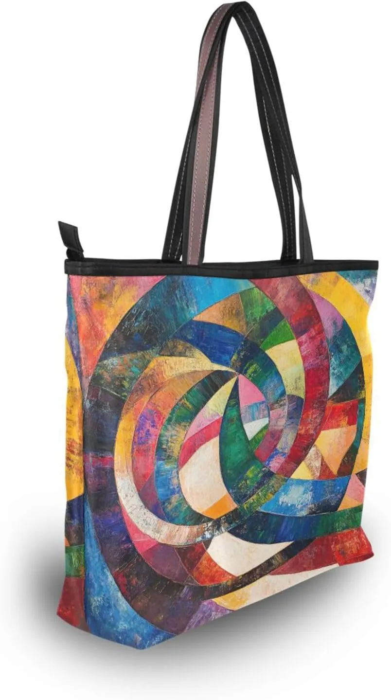 JSTEL Tote Bag for Women with Zipper,Polyester Tote Purse Holiday Tote Bag Work Handbag Women Gift