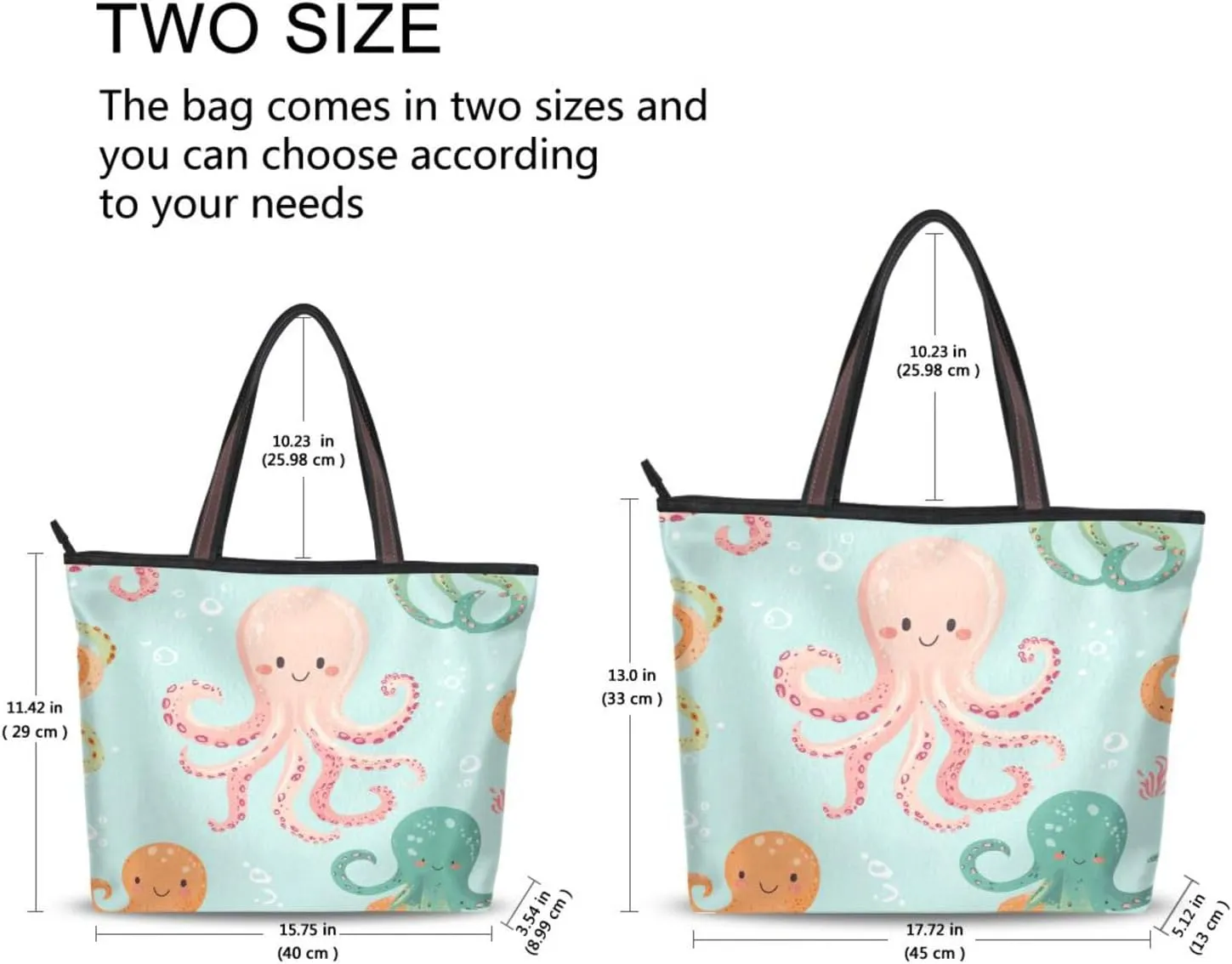 JSTEL Tote Bag for Women with Zipper,Polyester Tote Purse Holiday Tote Bag Work Handbag Women Gift