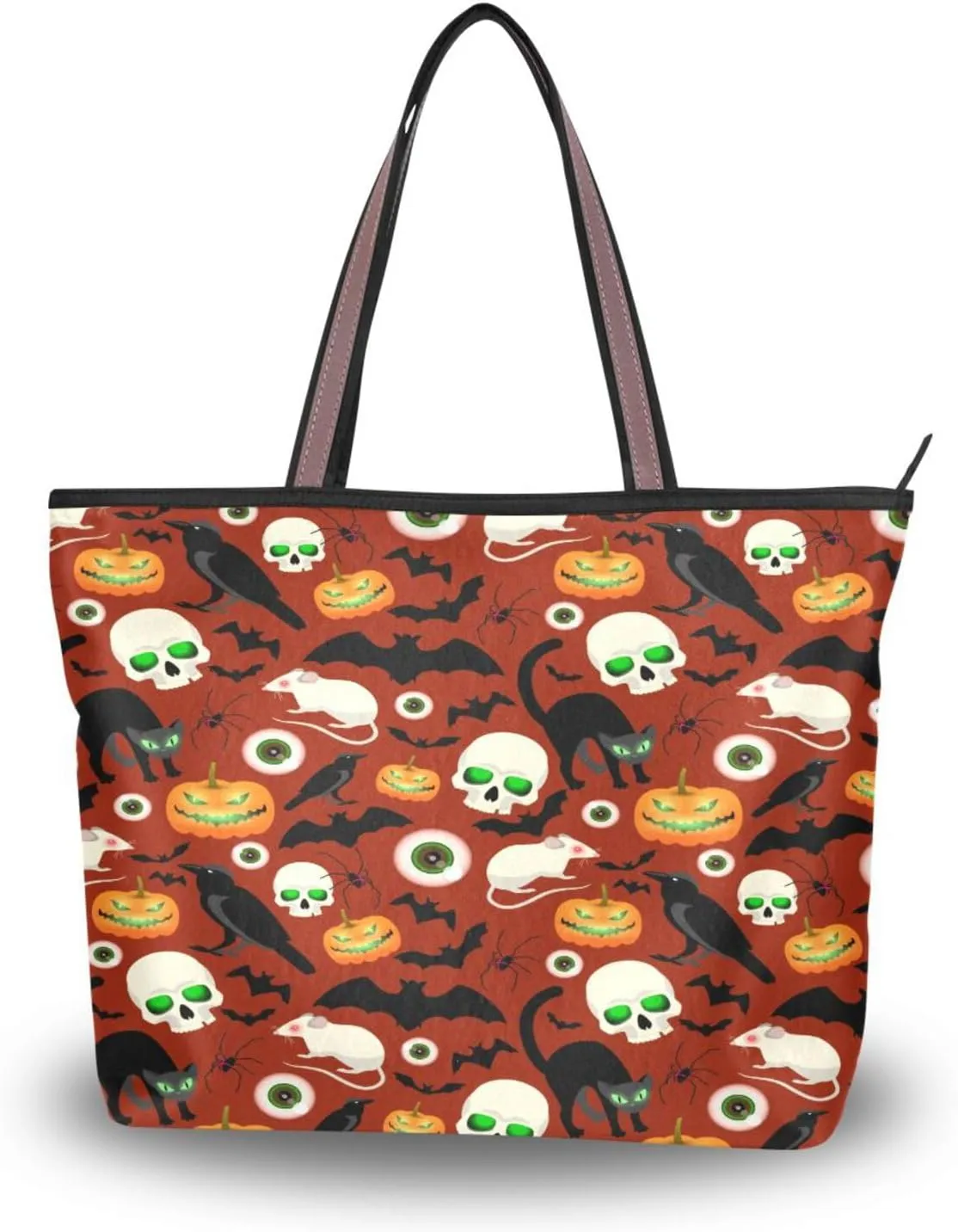 JSTEL Tote Bag for Women with Zipper,Polyester Tote Purse Holiday Tote Bag Work Handbag Women Gift
