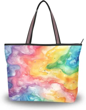 JSTEL Tote Bag for Women with Zipper,Polyester Tote Purse Holiday Tote Bag Work Handbag Women Gift