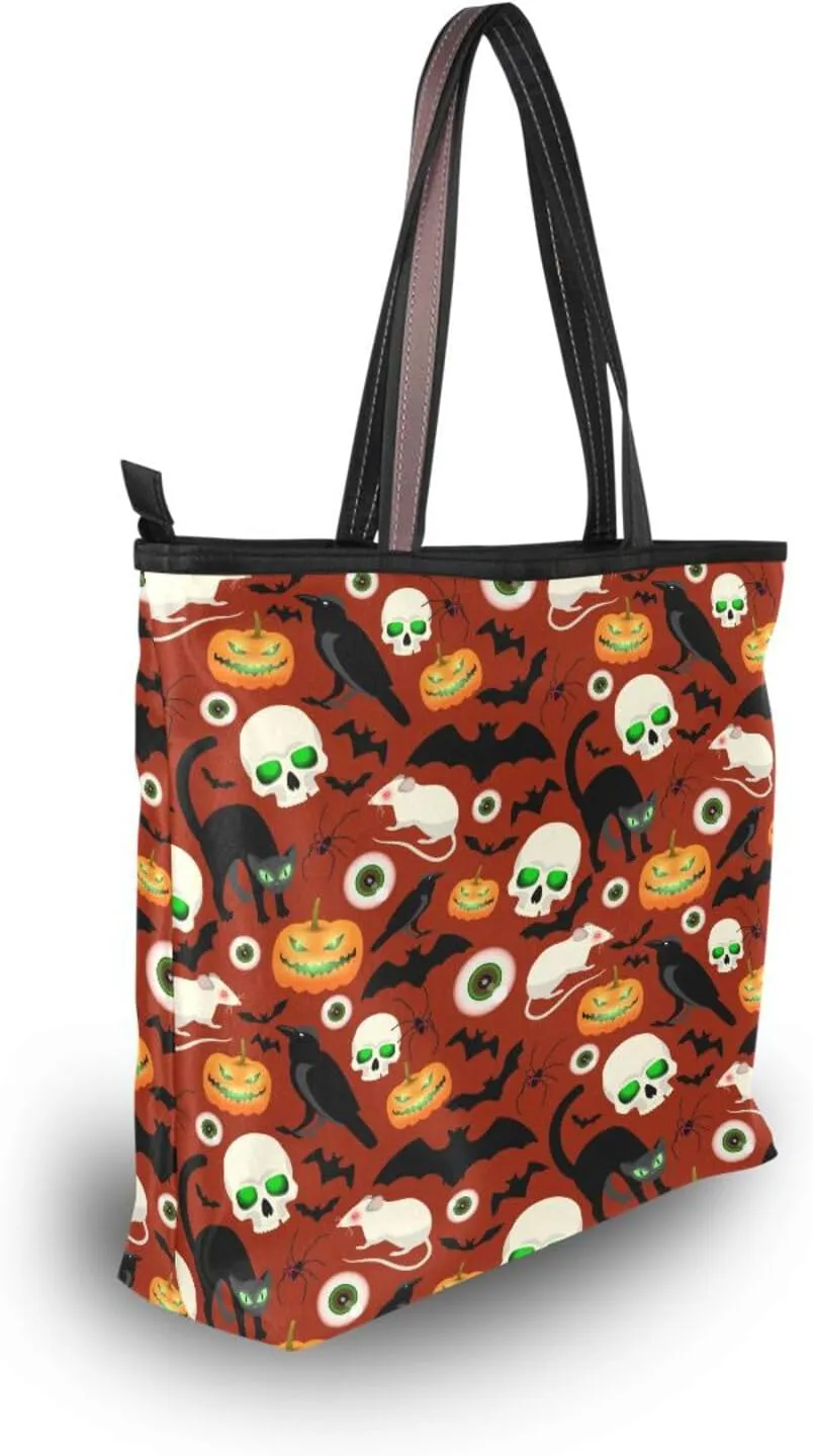 JSTEL Tote Bag for Women with Zipper,Polyester Tote Purse Holiday Tote Bag Work Handbag Women Gift