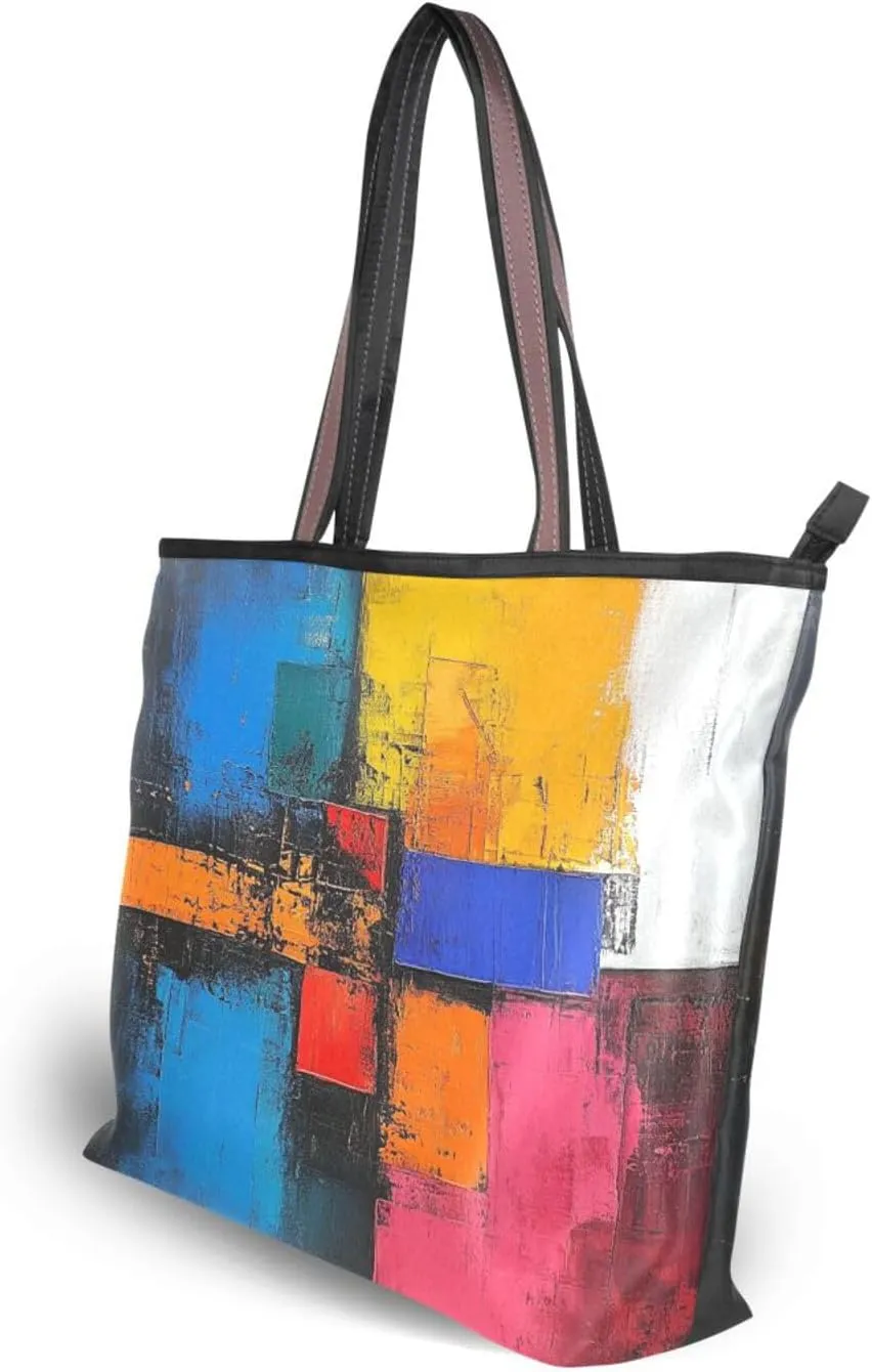 JSTEL Tote Bag for Women with Zipper,Polyester Tote Purse Holiday Tote Bag Work Handbag Women Gift