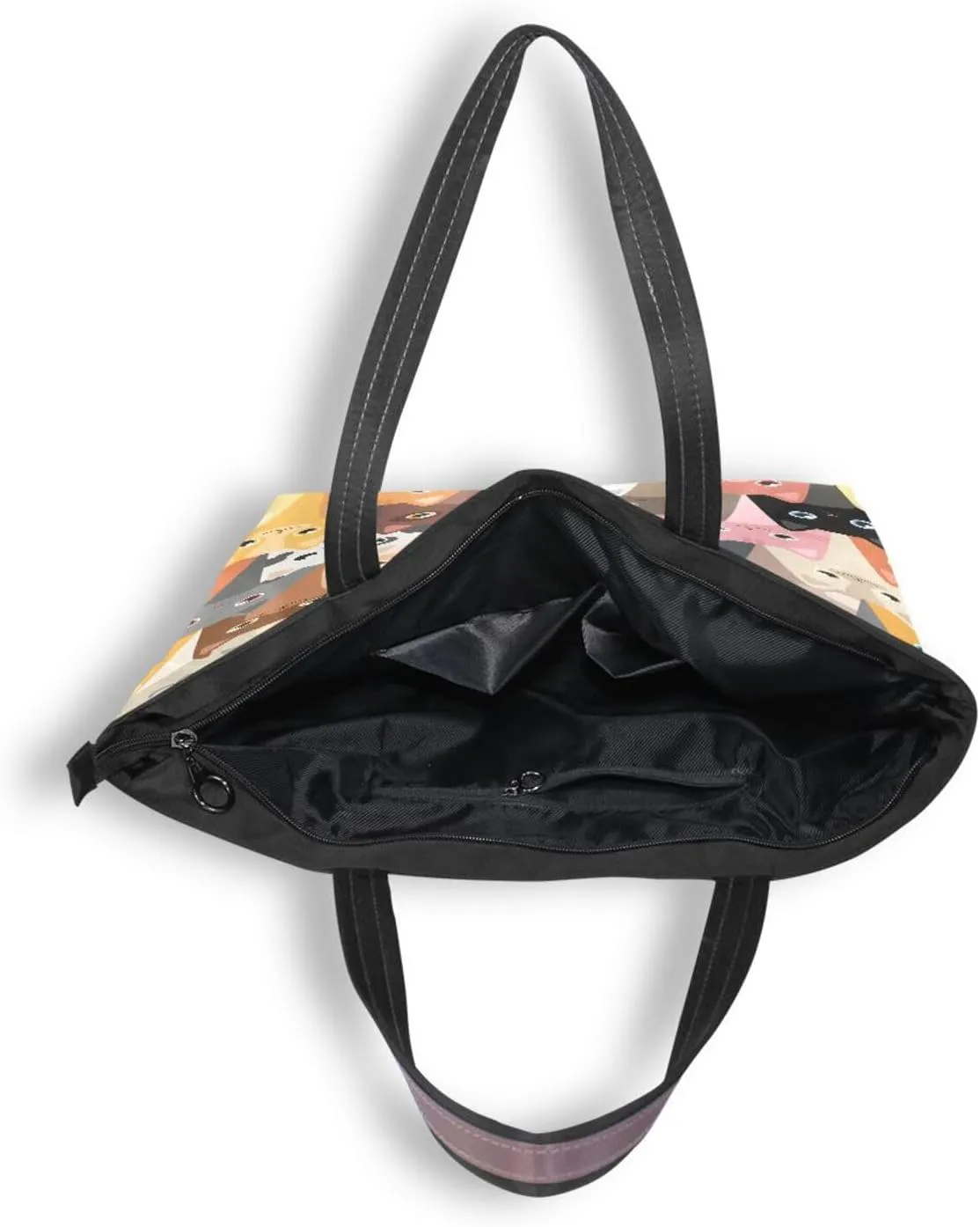 JSTEL Tote Bag for Women with Zipper,Polyester Tote Purse Holiday Tote Bag Work Handbag Women Gift