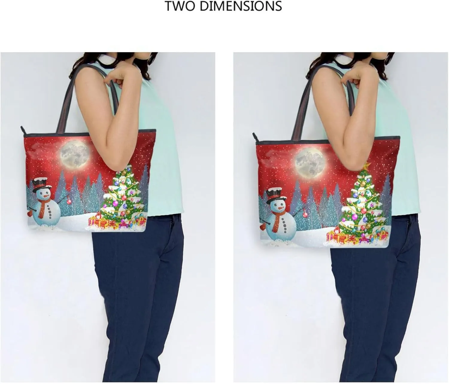 JSTEL Tote Bag for Women with Zipper,Polyester Tote Purse Holiday Tote Bag Work Handbag Women Gift