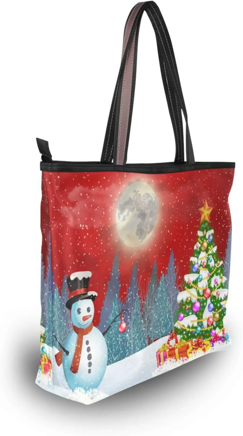 JSTEL Tote Bag for Women with Zipper,Polyester Tote Purse Holiday Tote Bag Work Handbag Women Gift