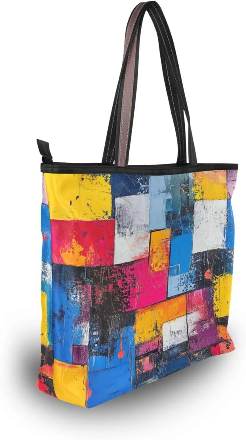 JSTEL Tote Bag for Women with Zipper,Polyester Tote Purse Holiday Tote Bag Work Handbag Women Gift