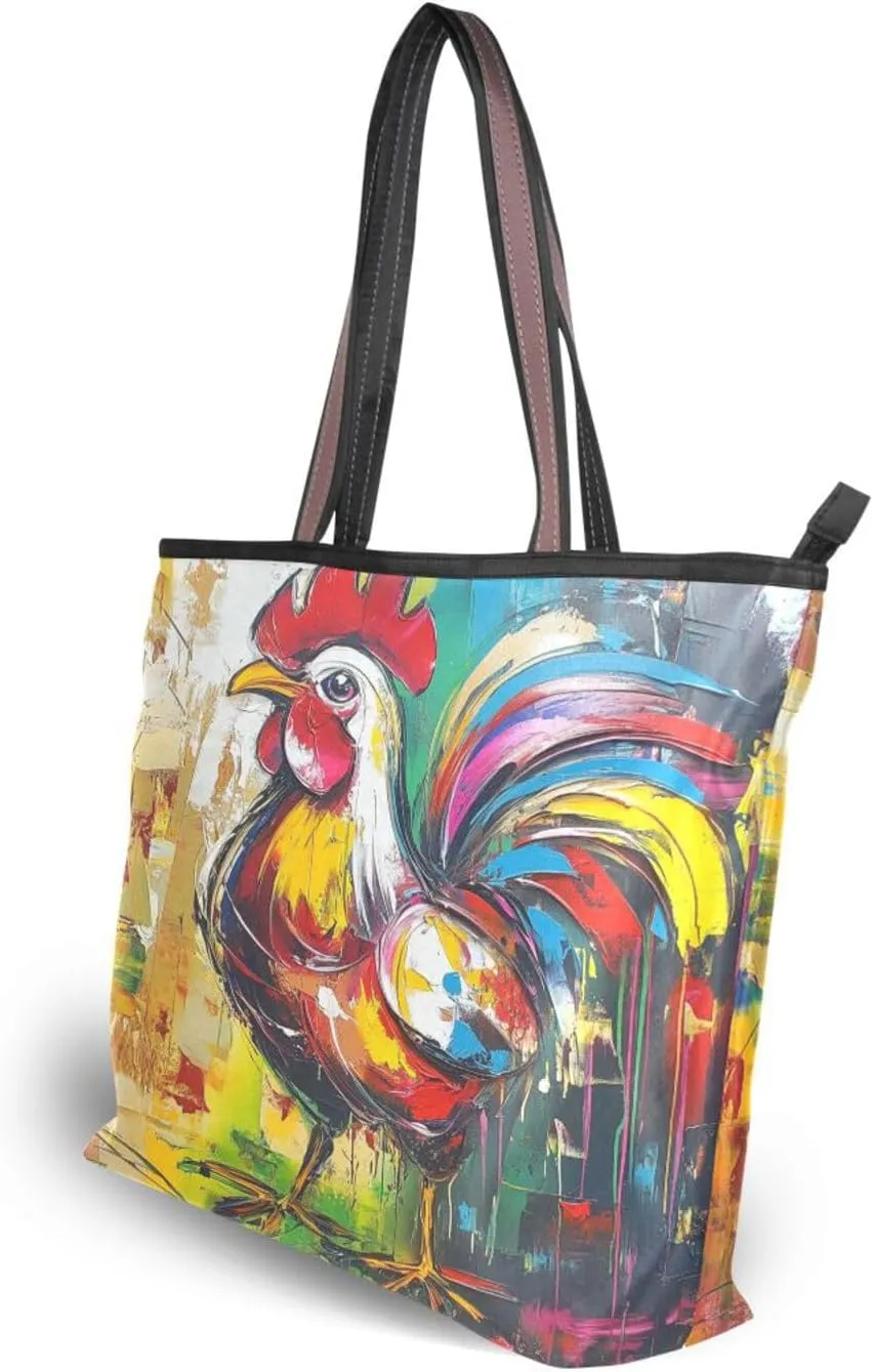 JSTEL Tote Bag for Women with Zipper,Polyester Tote Purse Holiday Tote Bag Work Handbag Women Gift
