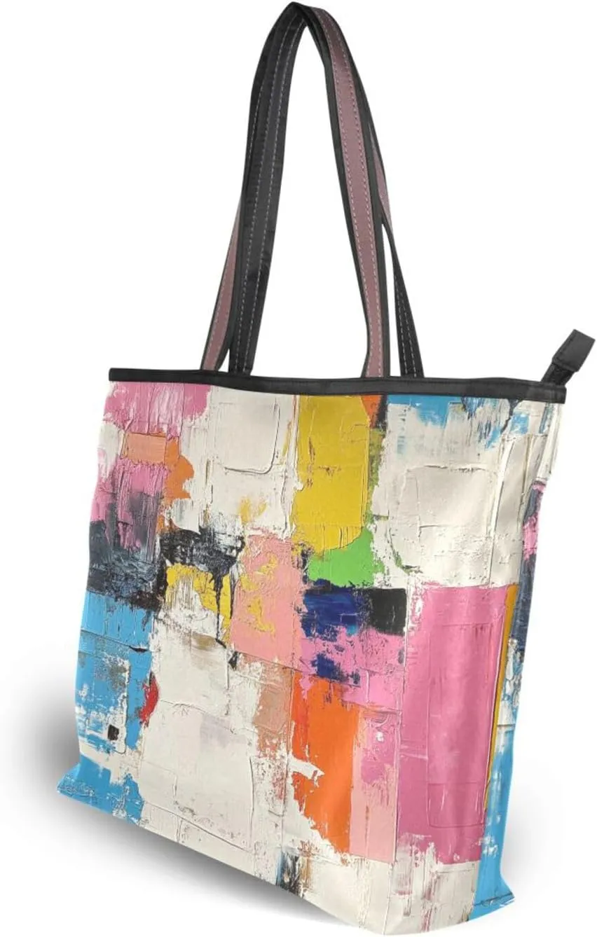 JSTEL Tote Bag for Women with Zipper,Polyester Tote Purse Holiday Tote Bag Work Handbag Women Gift