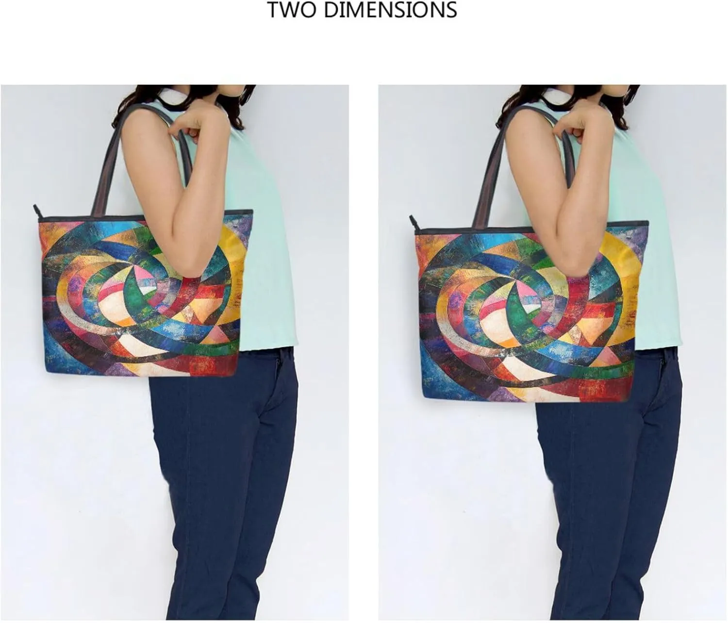 JSTEL Tote Bag for Women with Zipper,Polyester Tote Purse Holiday Tote Bag Work Handbag Women Gift