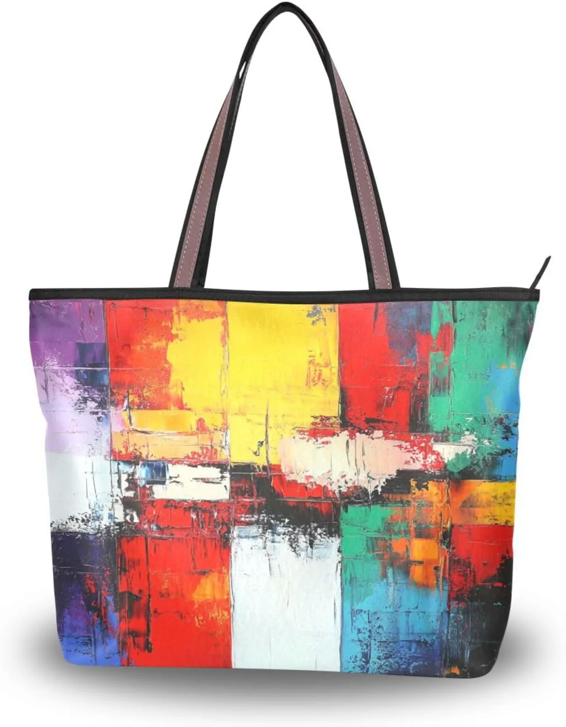 JSTEL Tote Bag for Women with Zipper,Polyester Tote Purse Holiday Tote Bag Work Handbag Women Gift