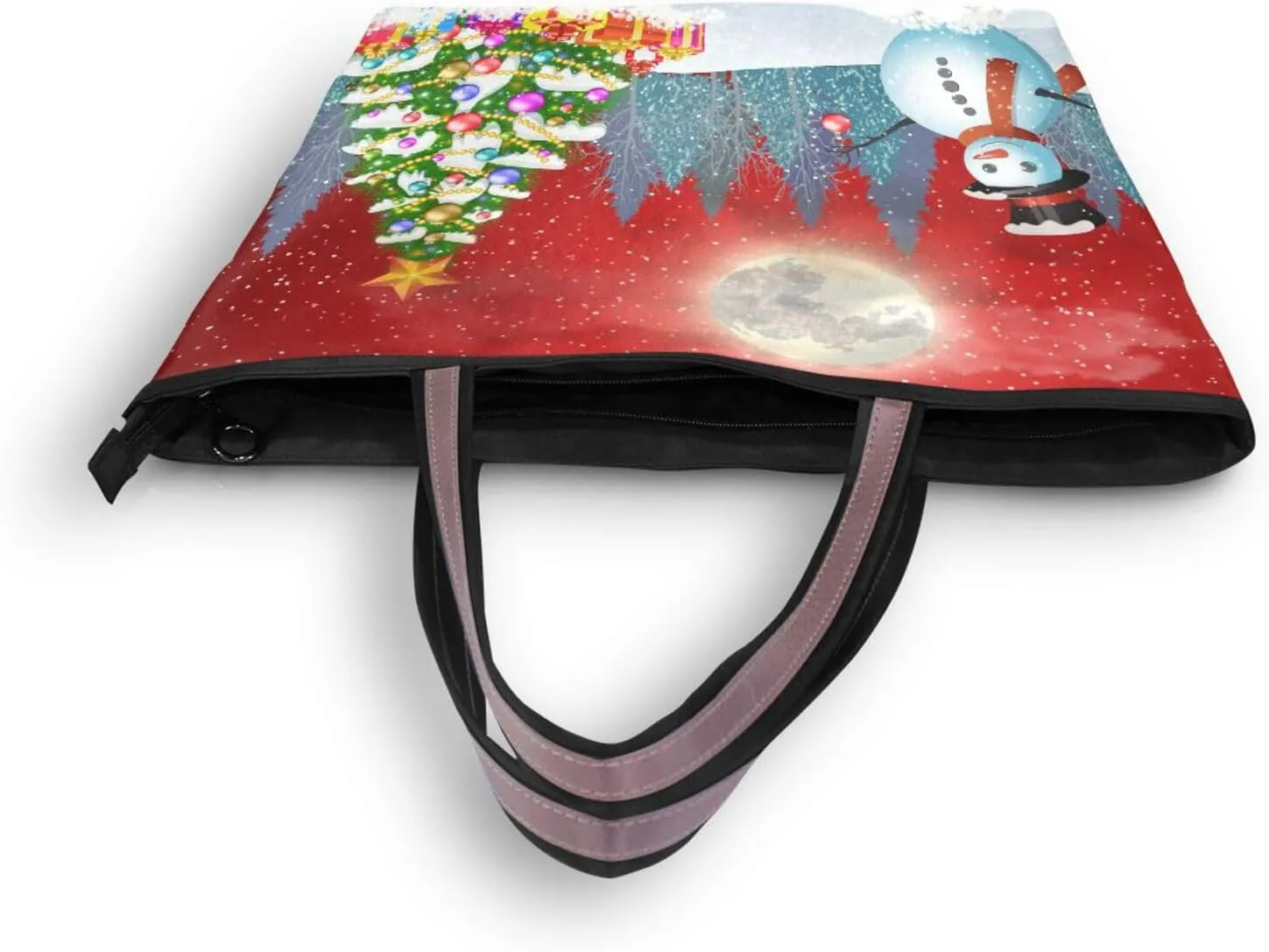 JSTEL Tote Bag for Women with Zipper,Polyester Tote Purse Holiday Tote Bag Work Handbag Women Gift