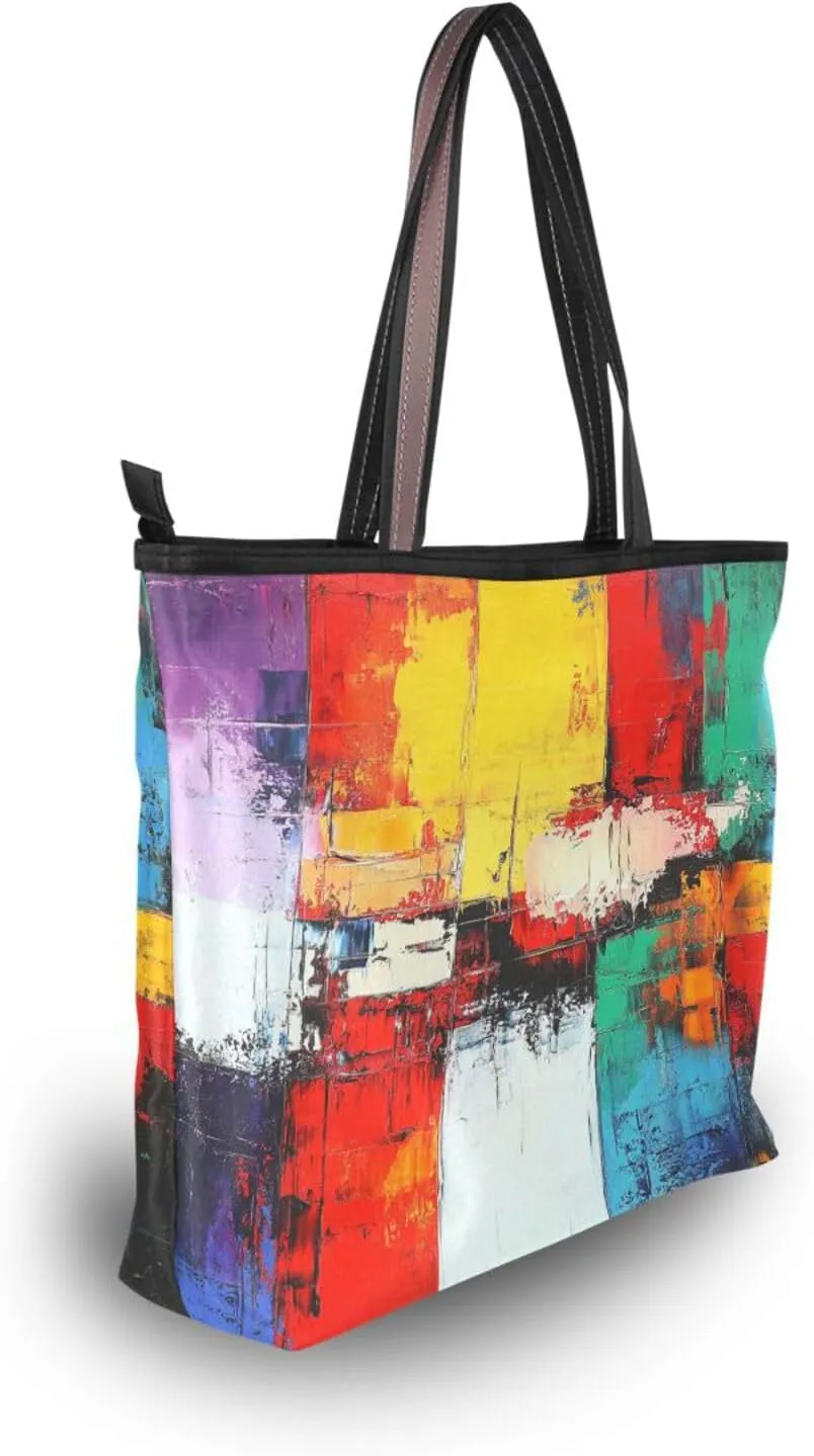 JSTEL Tote Bag for Women with Zipper,Polyester Tote Purse Holiday Tote Bag Work Handbag Women Gift