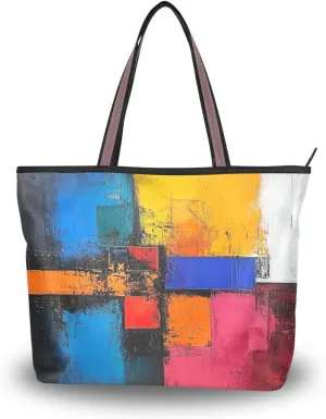 JSTEL Tote Bag for Women with Zipper,Polyester Tote Purse Holiday Tote Bag Work Handbag Women Gift