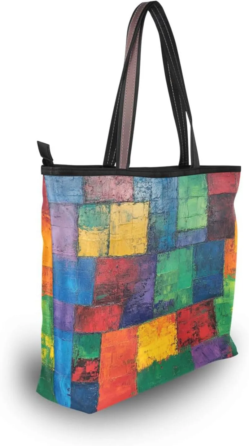 JSTEL Tote Bag for Women with Zipper,Polyester Tote Purse Holiday Tote Bag Work Handbag Women Gift