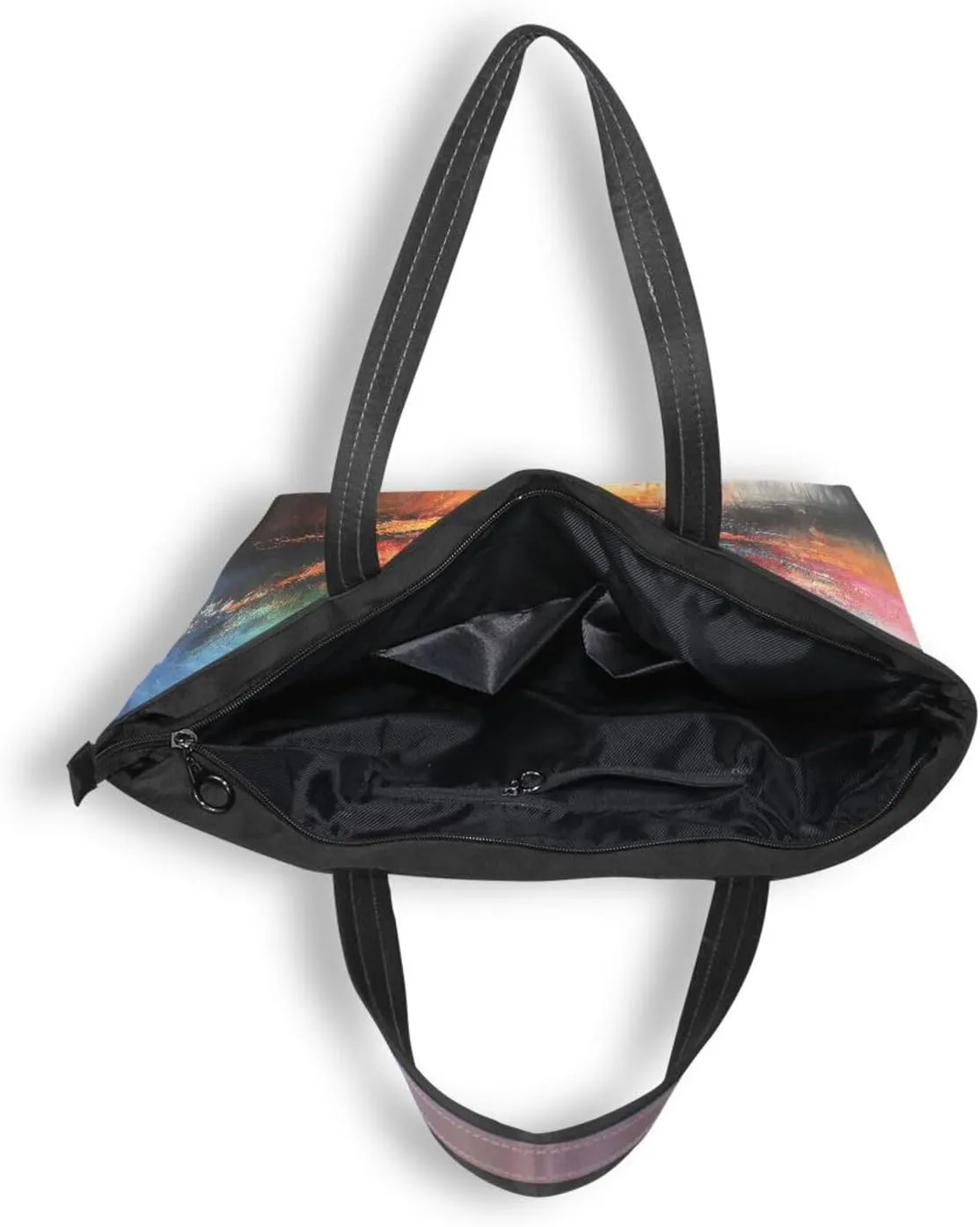 JSTEL Tote Bag for Women with Zipper,Polyester Tote Purse Holiday Tote Bag Work Handbag Women Gift