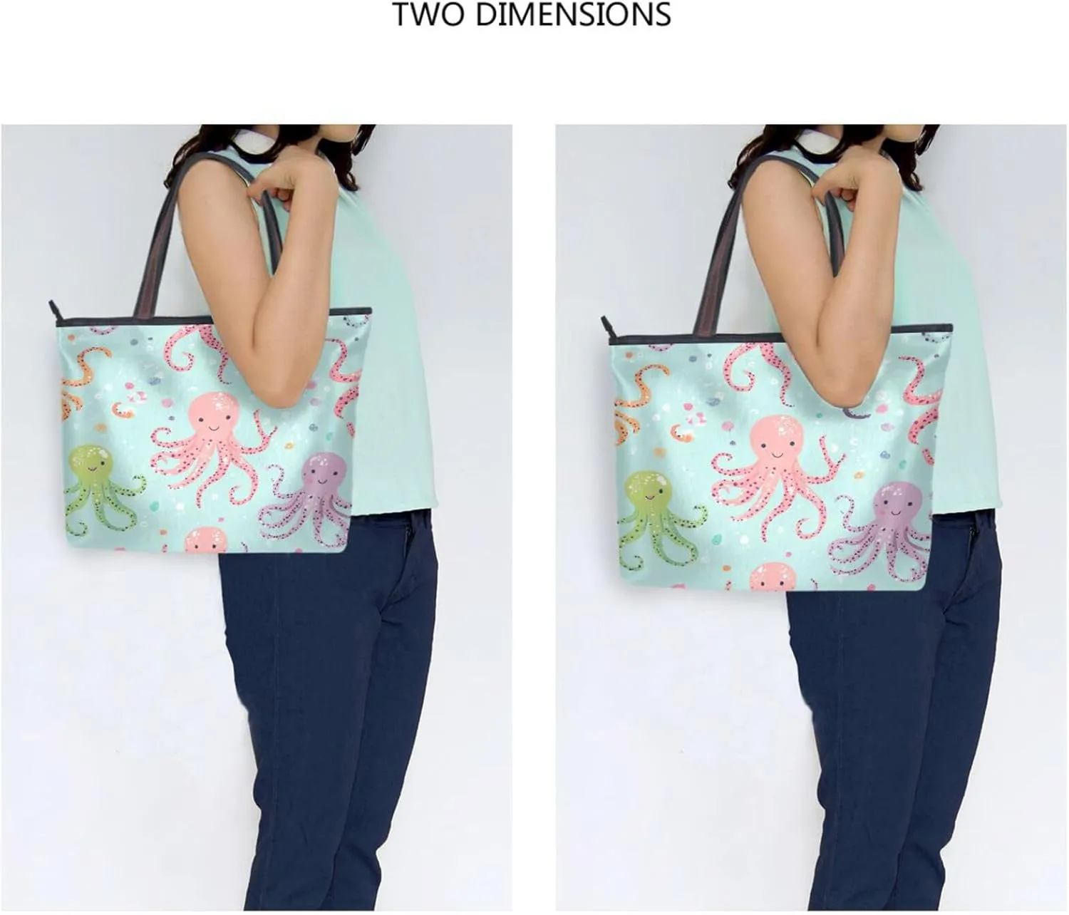 JSTEL Tote Bag for Women with Zipper,Polyester Tote Purse Holiday Tote Bag Work Handbag Women Gift