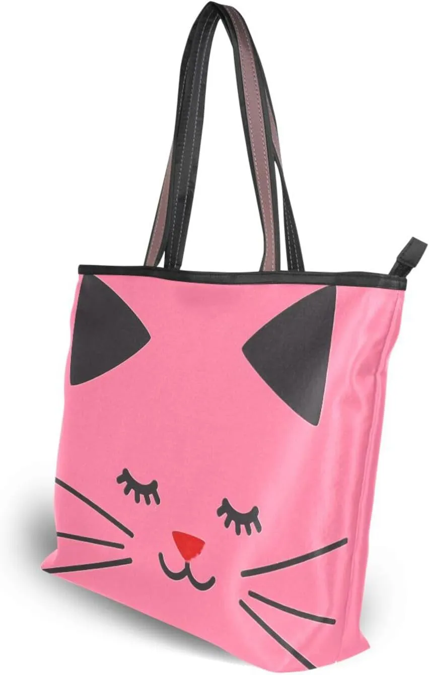 JSTEL Tote Bag for Women with Zipper,Polyester Tote Purse Holiday Tote Bag Work Handbag Women Gift