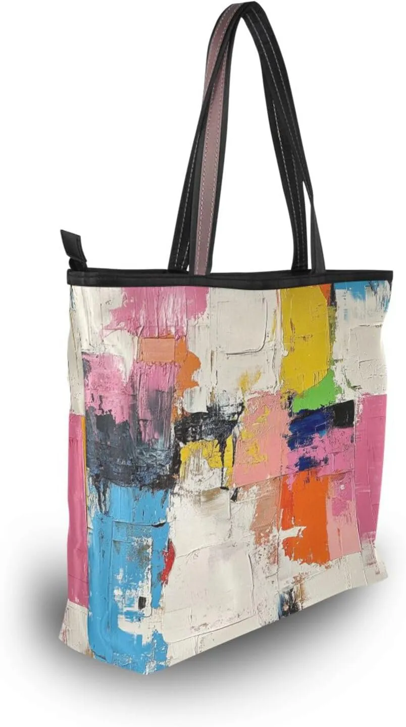 JSTEL Tote Bag for Women with Zipper,Polyester Tote Purse Holiday Tote Bag Work Handbag Women Gift