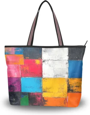 JSTEL Tote Bag for Women with Zipper,Polyester Tote Purse Holiday Tote Bag Work Handbag Women Gift