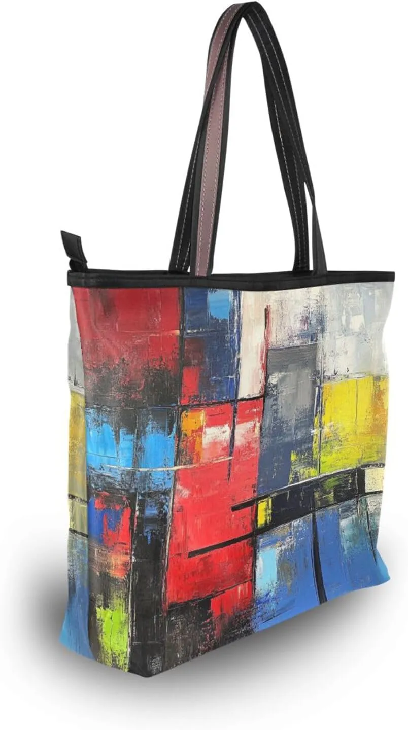JSTEL Tote Bag for Women with Zipper,Polyester Tote Purse Holiday Tote Bag Work Handbag Women Gift