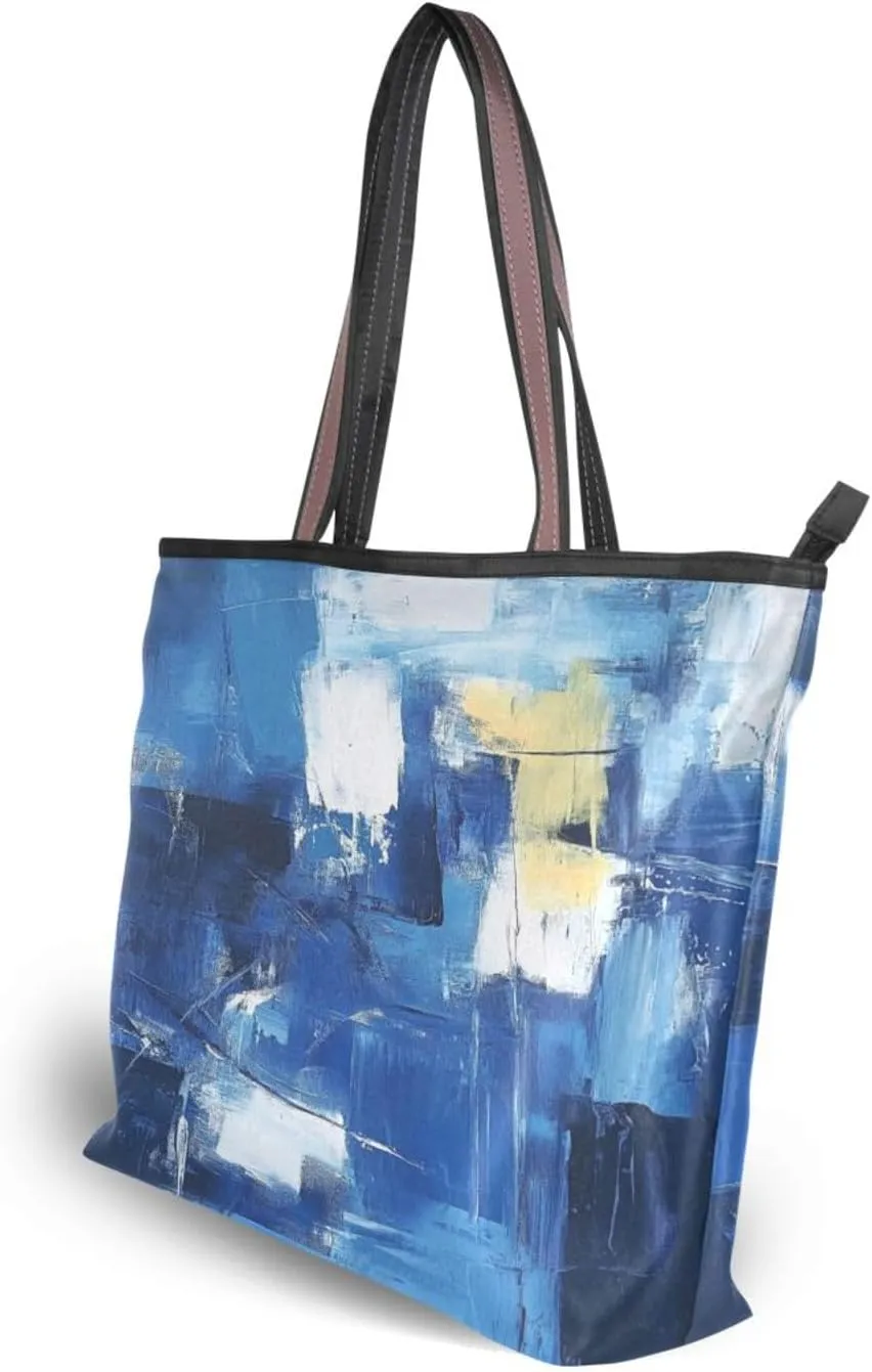JSTEL Tote Bag for Women with Zipper,Polyester Tote Purse Holiday Tote Bag Work Handbag Women Gift