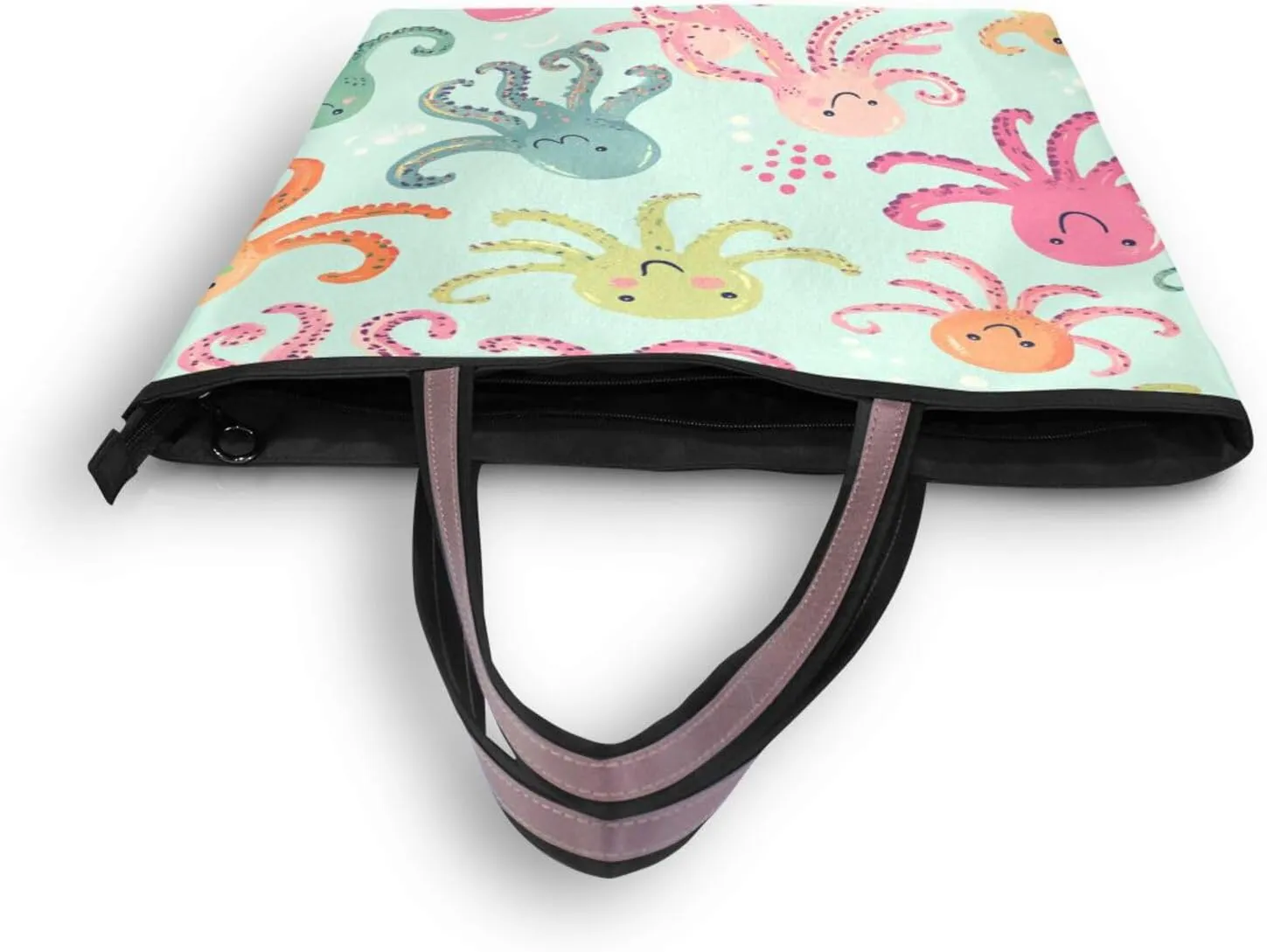 JSTEL Tote Bag for Women with Zipper,Polyester Tote Purse Holiday Tote Bag Work Handbag Women Gift