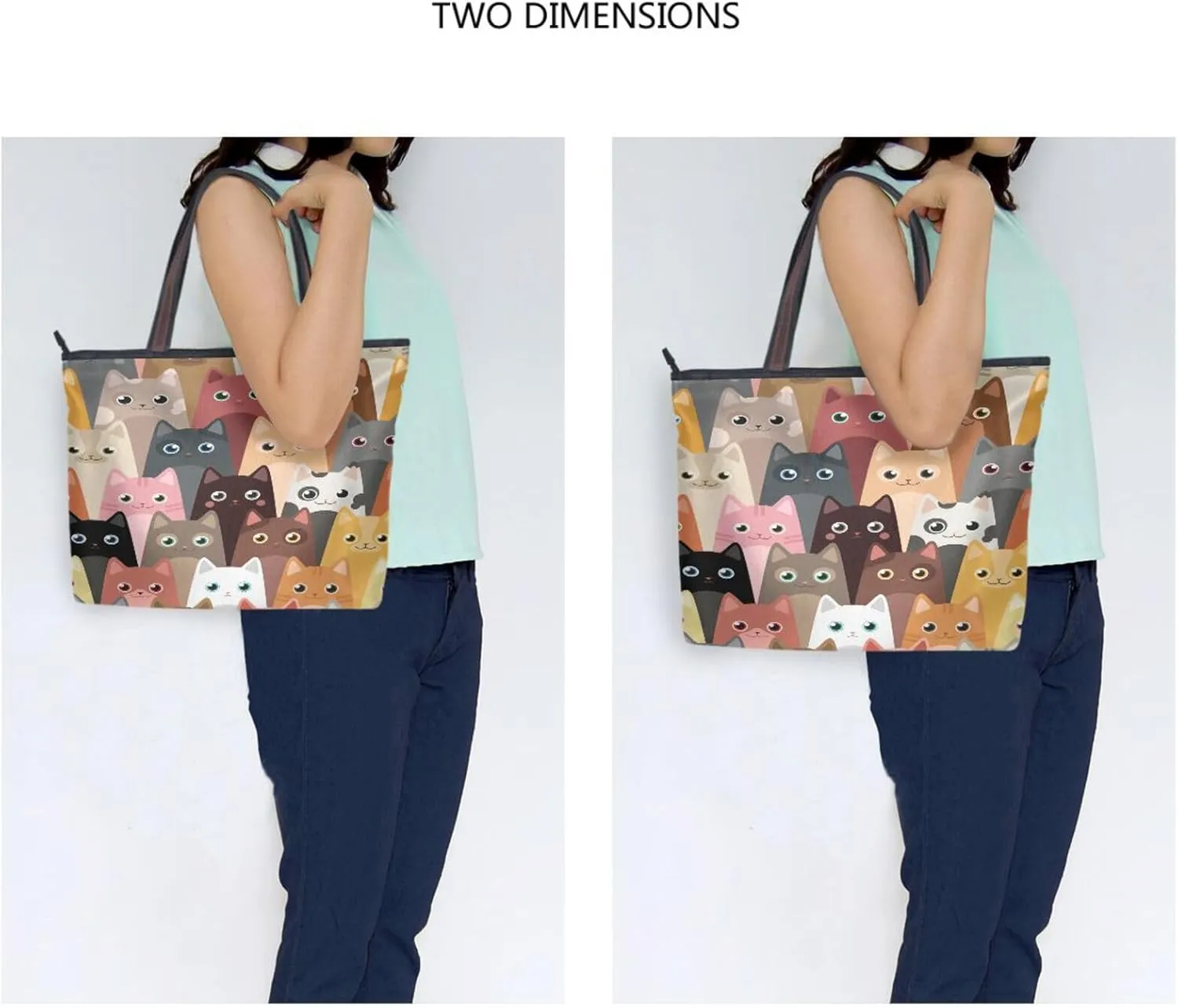 JSTEL Tote Bag for Women with Zipper,Polyester Tote Purse Holiday Tote Bag Work Handbag Women Gift