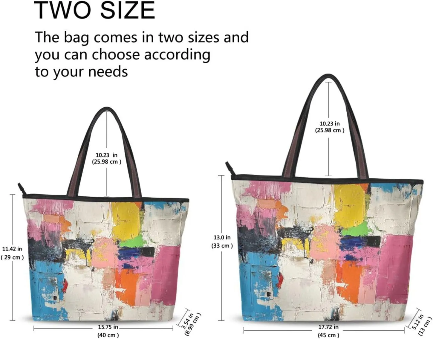 JSTEL Tote Bag for Women with Zipper,Polyester Tote Purse Holiday Tote Bag Work Handbag Women Gift